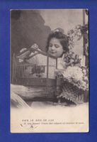 ENFANT - Jeune fille - Oiseau et fleurs