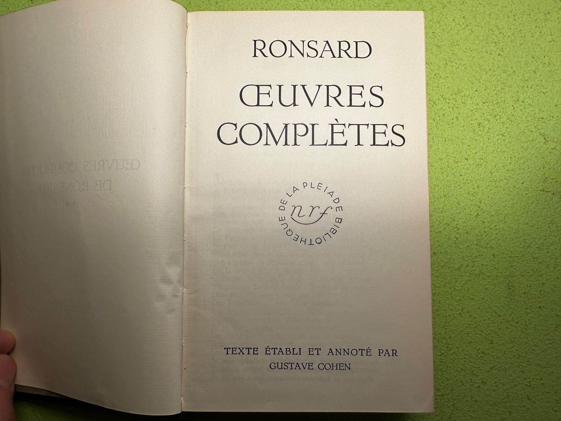Libri: Ronsard: Oeuvres Completes. Tome II. – Usato da Zürich venduto da allp 1