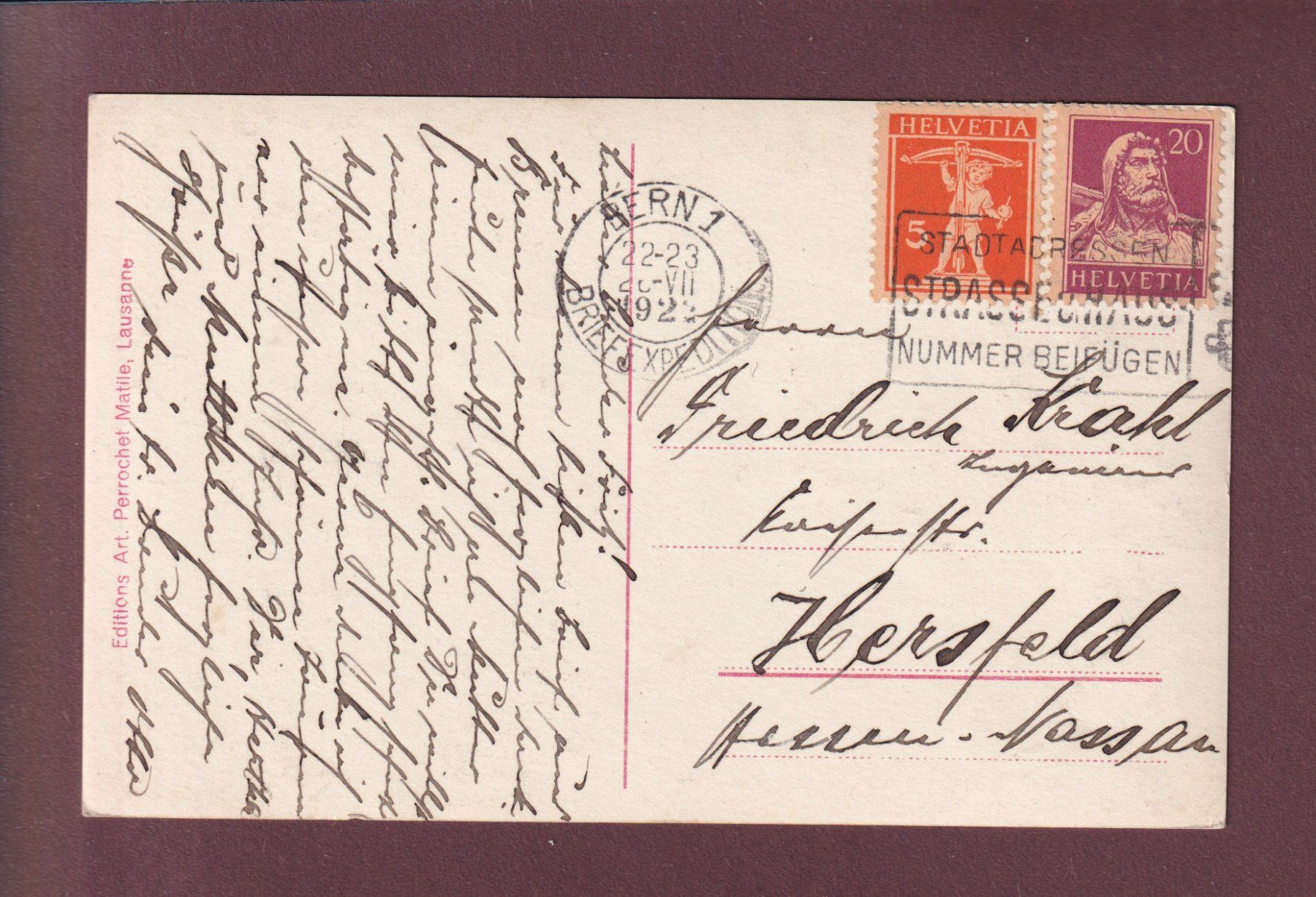 Cartoline postali: LOECHE-LES-BAINS - Gemmi - 1923 – Usato da Pully venduto da nicecards 1