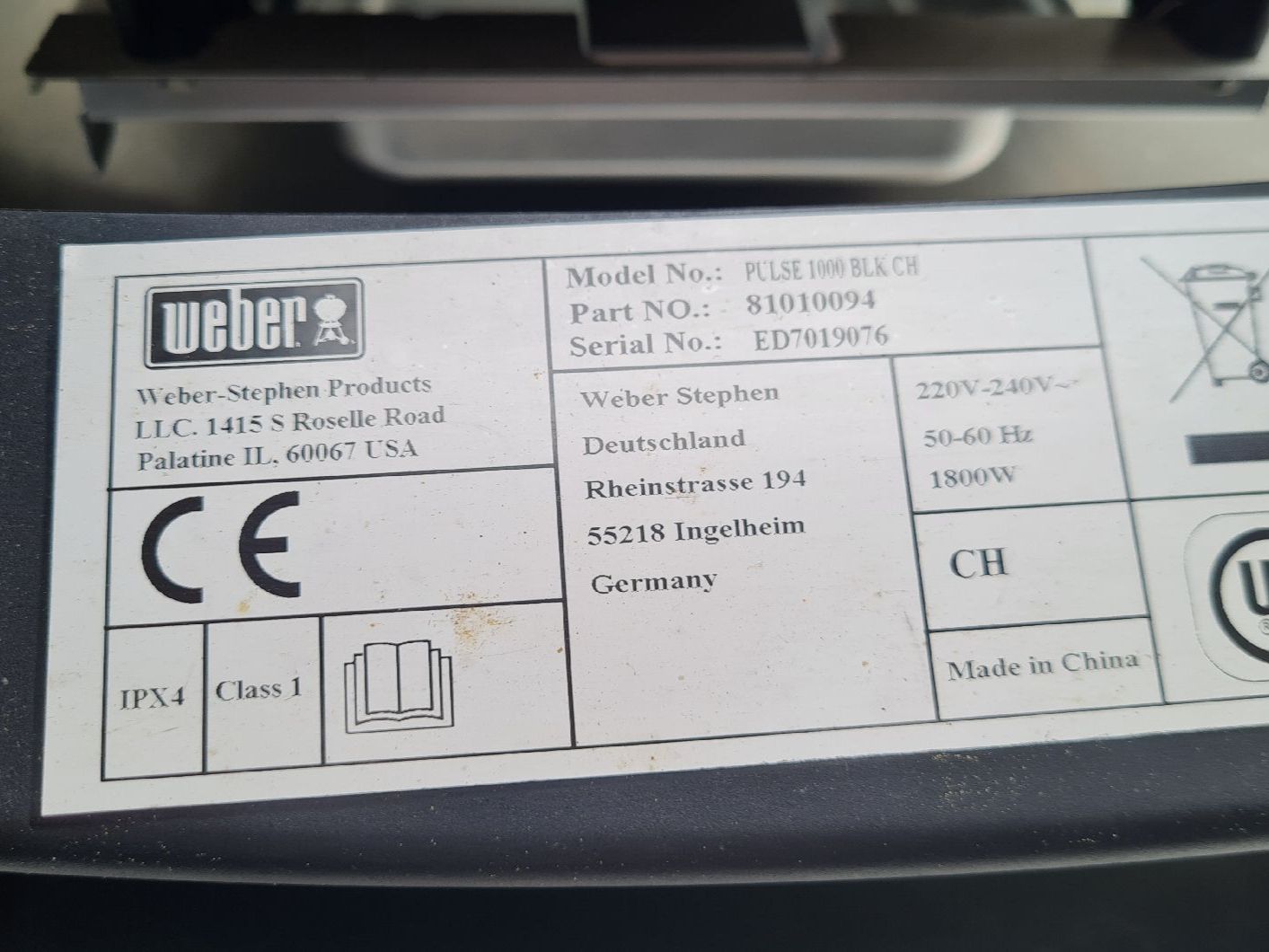 Griglie: Weber Pulse 1000 Elektrogrill – Usato da Wohlen AG venduto da GTH2014 4