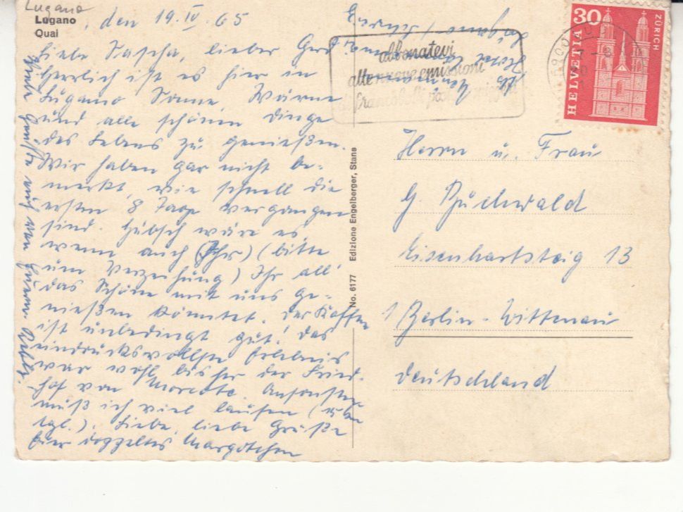 Cartoline postali: Lugano 1965 – Usato da Bürglen TG venduto da StampGraf 1