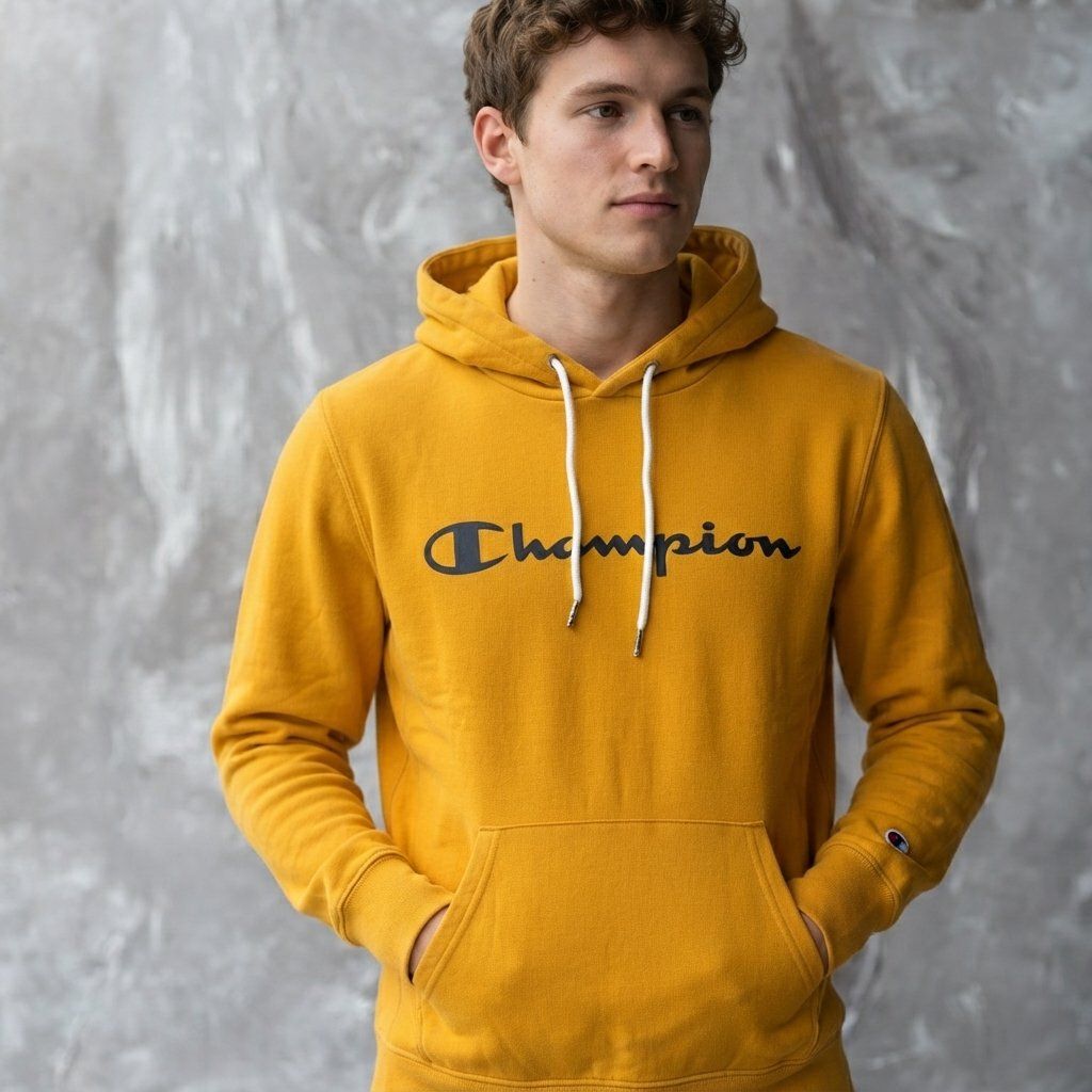 Champion Maglioni & Felpe: Sweat à Capuche Champion Jaune Moutarde – Usato da Thônex venduto da Suisse.Shopping