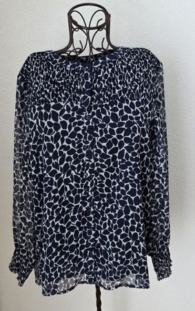 Langarm Bluse,blau/weiss,Gr.XL