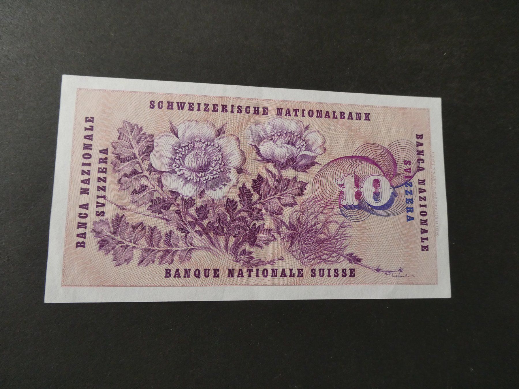 Banknoten: Schweiz 1965, 10 Franken ungefaltet – Gebraucht aus Hinterforst von Rohusri 1