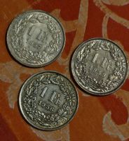1 Franken 1956 1957 1959 Helvetia 3 Stück