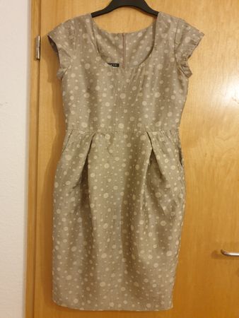 Robe d'été, L/42, lin88%, nylon, beige à pois