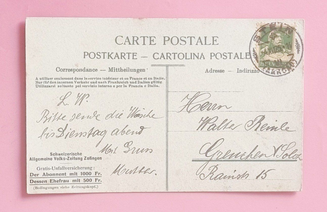 Cartoline postali: Bauernhaus im Aargau - Strohdach - Post Stein - 1925 – Usato da Rothrist venduto da RROENK 1