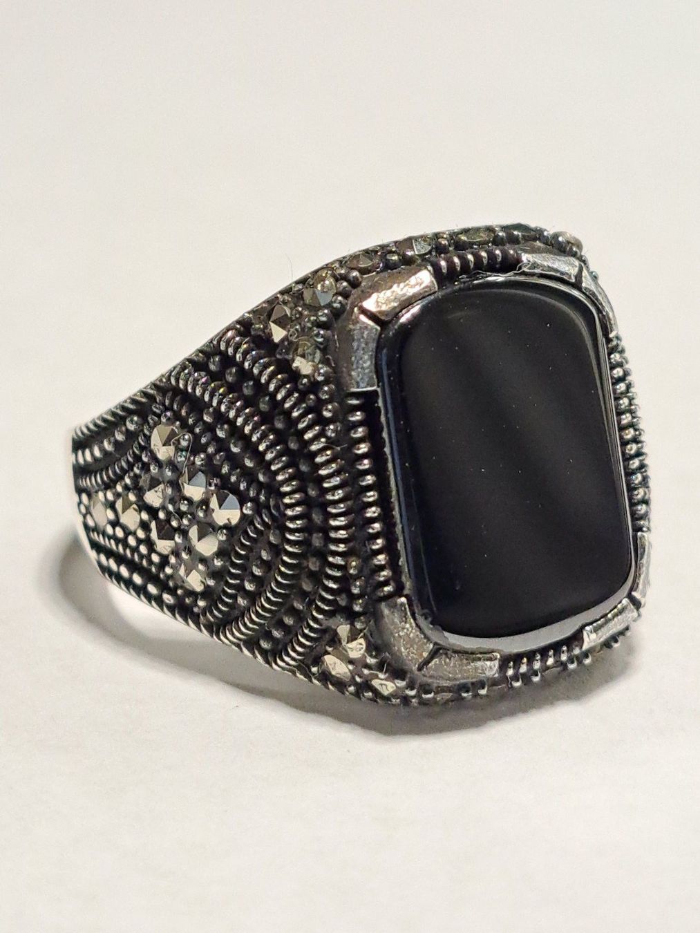Ringe: 0033 - Bague en argent, Onyx, taille 59 – Neu und originalverpackt aus Neuchâtel von NIDAVELIR