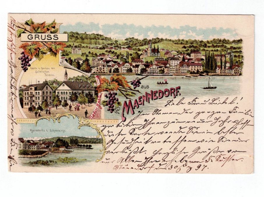 Cartes postales: Schweiz, Ansichtskarte Männedorf 31.12.1897 – D'occasion à Hinteregg par McCharly01