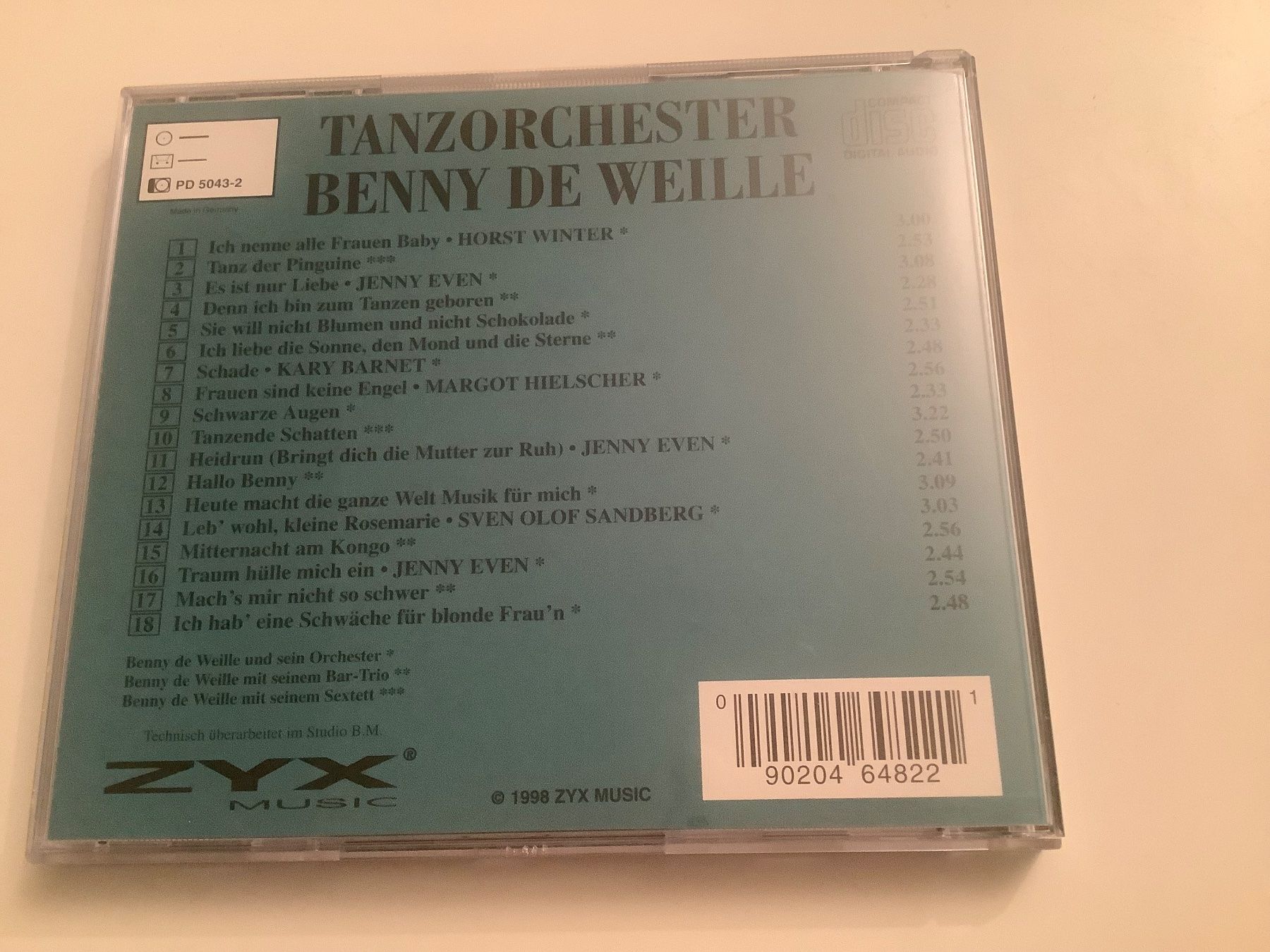 CD: Benny de Weille / Tanzorchester / 1998 – Usato da Dübendorf venduto da Shreck 1