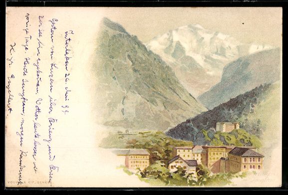 Ansichtskarten: Interlaken, Teilansicht mit Jungfrau – Gebraucht aus Berlin von bartko-reher