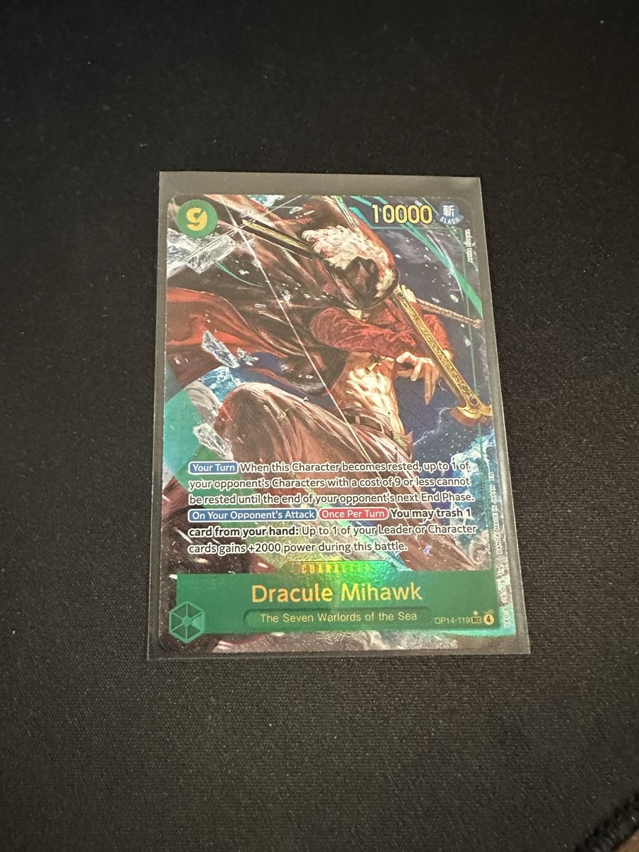 Bandai Carte collezionabili: One Piece Dracule Mihawk OP14-119 SEC Alt – Nuovo (secondo la descrizione) da Grafenried venduto da CapyCardClub