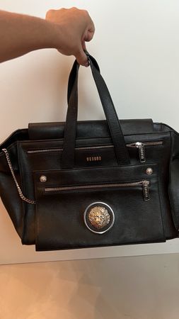 VERSUS Versace Black Leather Handbag – Lion Head