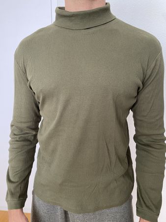FSBN Rollkragenpullover, Slim Fit, Khaki-Grün, Grösse S-M