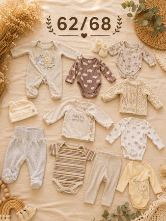 Baby Kleiderpaket 62/68 beige, neuwertig