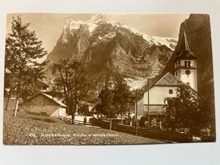 Cartoline postali: Grindelwald Kirche & Wetterhorn – Usato da Sargans venduto da nicsam1815