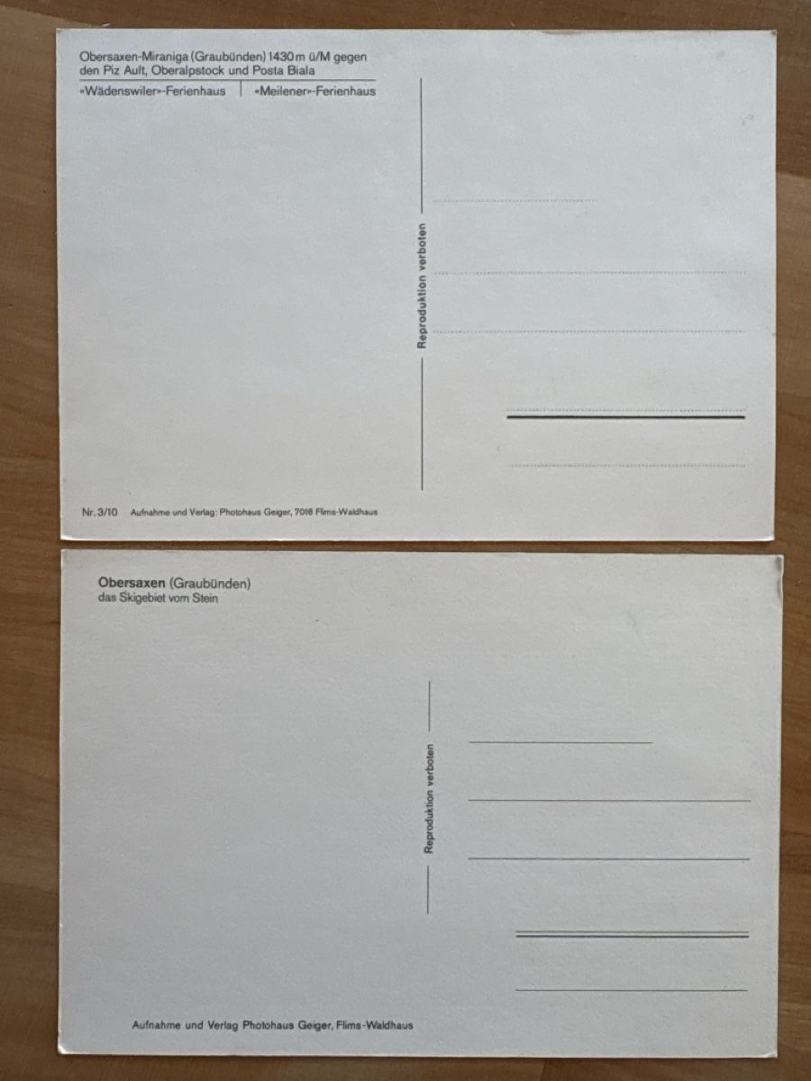 Cartoline postali: AK von Obersaxen Miraniga – Usato da Rümlang venduto da Kartenpost1 1