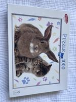 Puzzle 1000 Teile Katze Kaninchen vollständig 