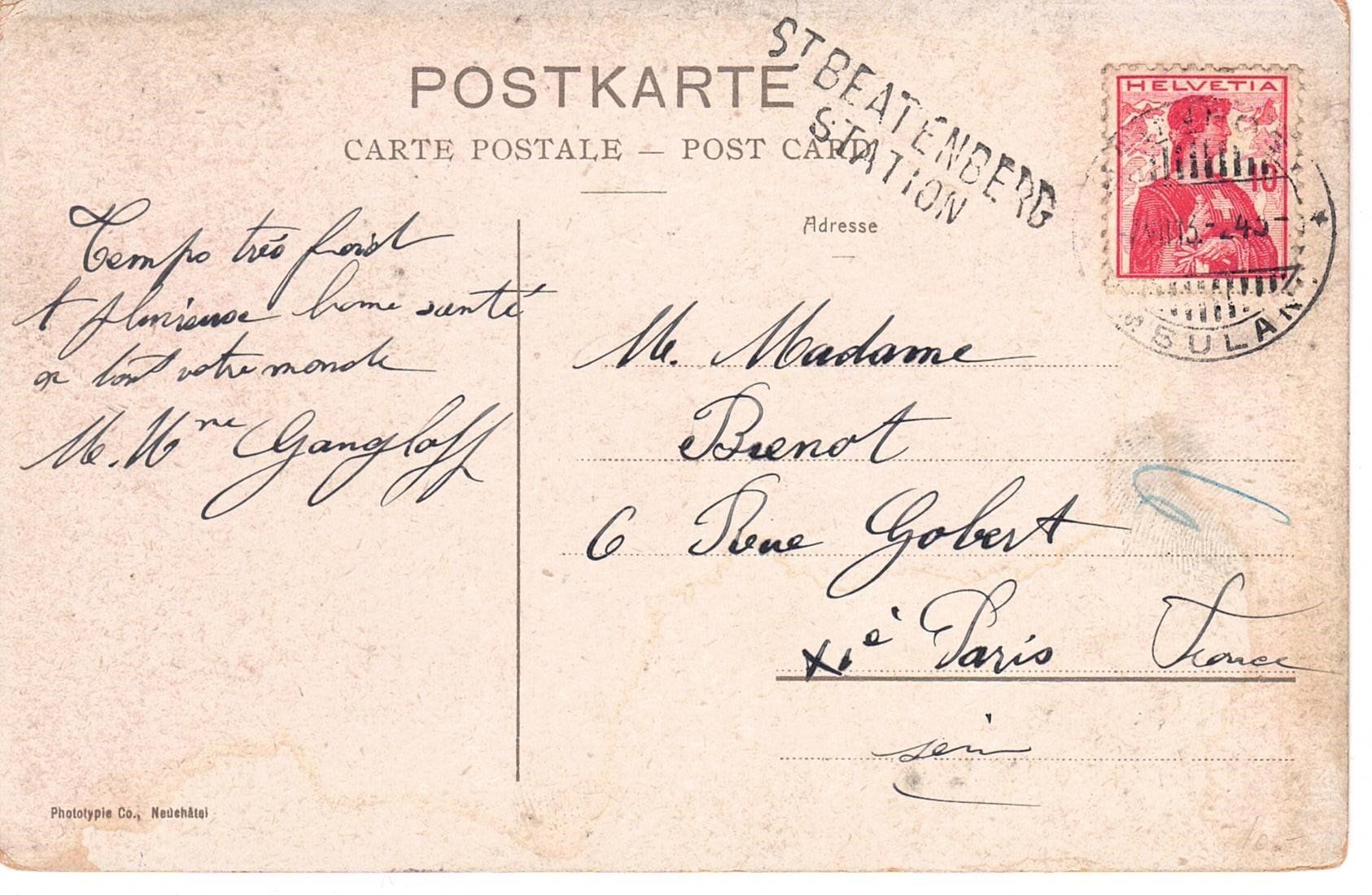 Cartoline postali: 1913 St. Beatenberg mit 2-Zeiler Balkenstempel – Usato da Kreuzlingen venduto da Koi4 1