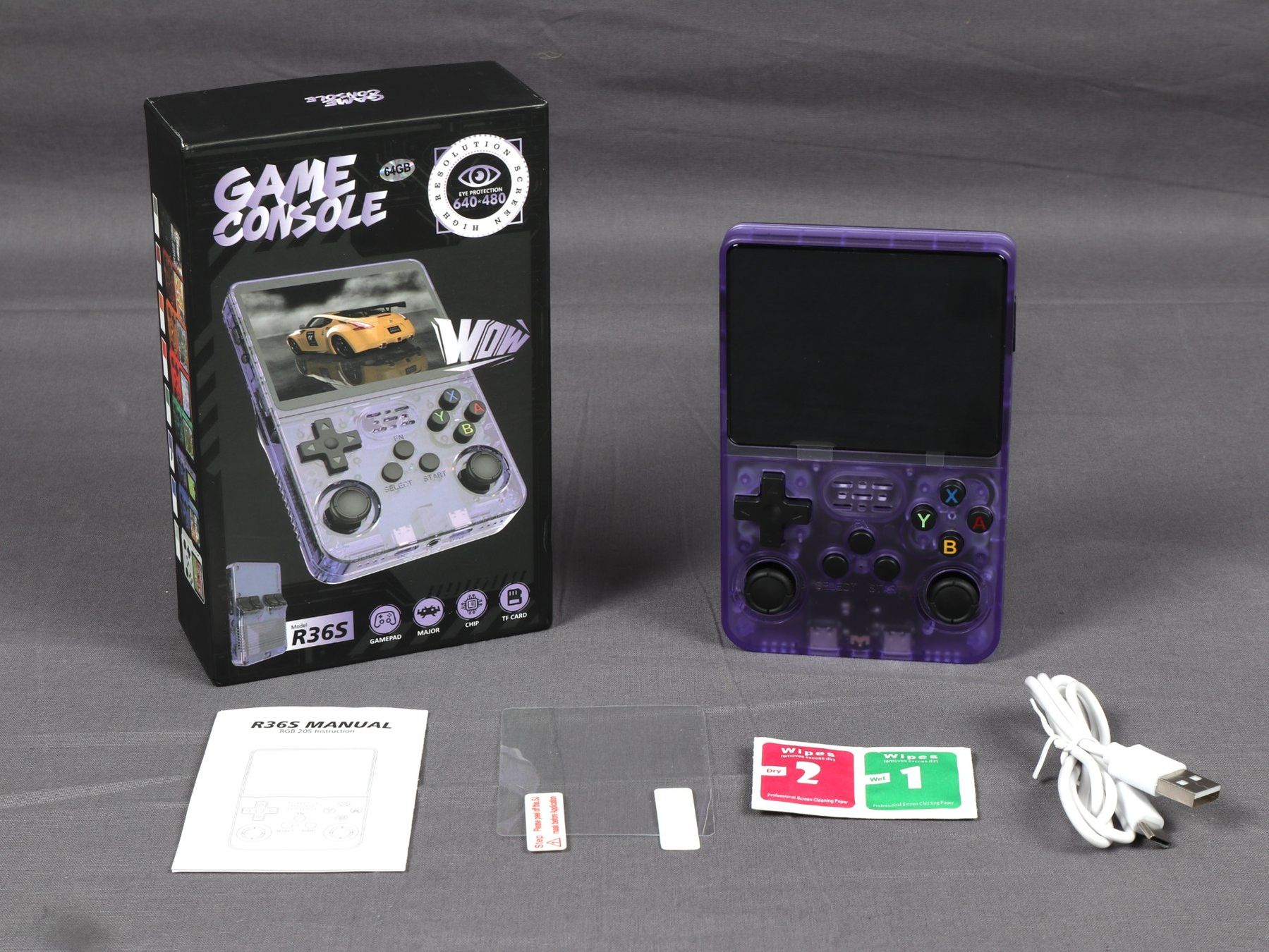 Console: GAME CONSOLE Emulator-Handheld R36S Lila 64 GB – Usato da Steinen venduto da Restwert_Steinen