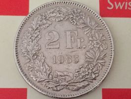 2 Franken 1985 ss-vz, nur 2,034 Mio!