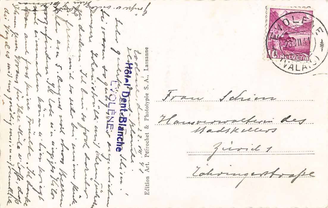 Cartoline postali: GRUSS aus EVOLENE- mit Säumer, Pfarrer ! – Usato da Winterthur venduto da SchatzchischtliWinti 1