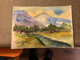 Aquarell Berglandschaft Hellmuth Wipper 1990