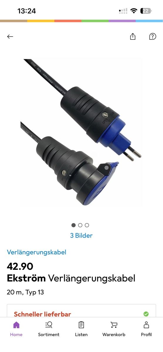 Cavi: Ekström Verlängerunskabel 20m IP55 Typ 13 – Usato da Basel venduto da marcvo 1
