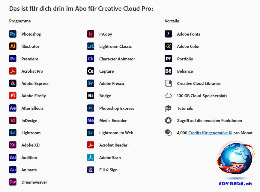 Adobe Software: Adobe Creative Cloud Pro 12 Monats ABO Original Key – Nuovo (secondo la descrizione) da Langenthal venduto da Reda 1