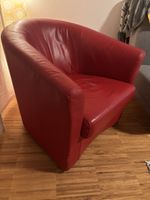 Vintage Drehsessel aus Leder in Bordeauxrot – klassischer Cl