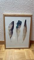 Framed Feather Print Wall Art - Subtle Autumn Tones