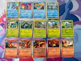 Pokémon TCG Karten Set Kanto-Glumanda, Schiggy&Bisasam🔥💧🌿