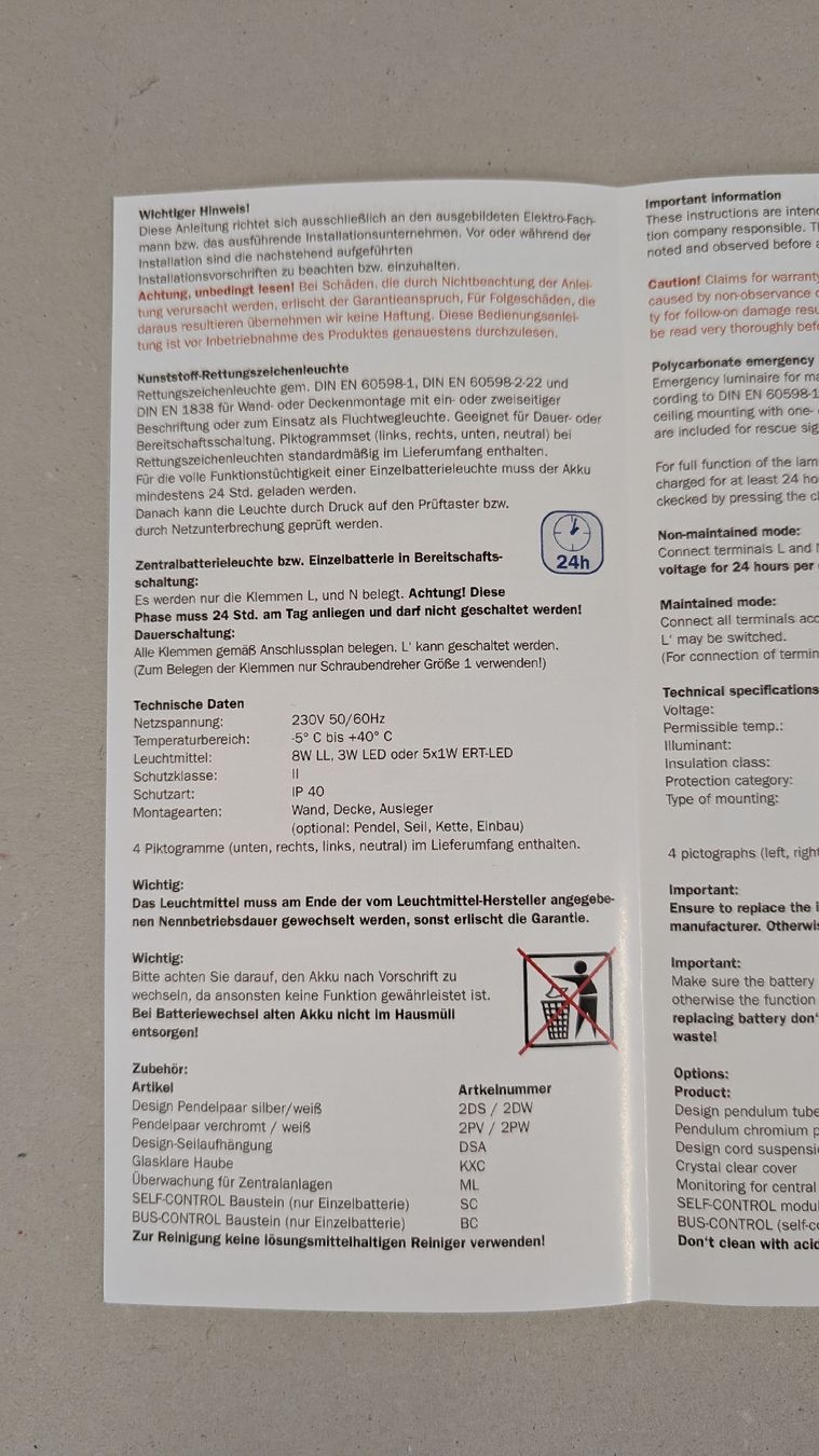 Lampade: Exit-Leuchte / Fluchtwegleuchte / Notleuchte – Nuovo e nell'imballaggio originale da Volketswil venduto da mar_c5pv 4