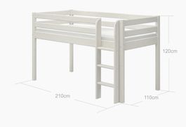 Felxa Bett Teile für Hochbett 120 cm mit Leiter, weiss