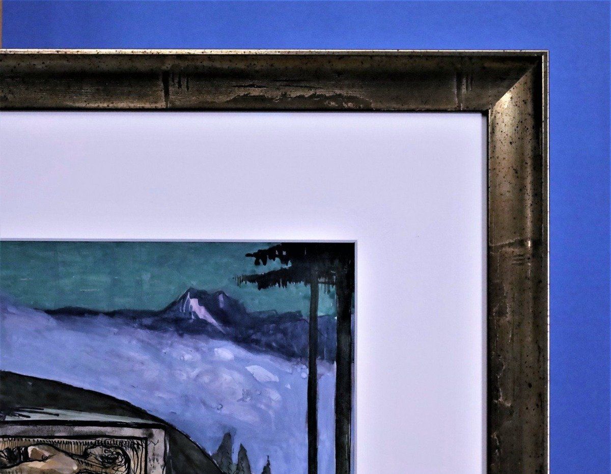 Dipinti: René Lackerbauer, Mischtechnik auf Papier bez. "Treue", – Usato da Zug venduto da Kunst-Fundgrube 8