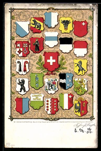 Cartoline postali: Schweiz, schweizer Nationalwappen mit Ka – Usato da Berlin venduto da bartko-reher
