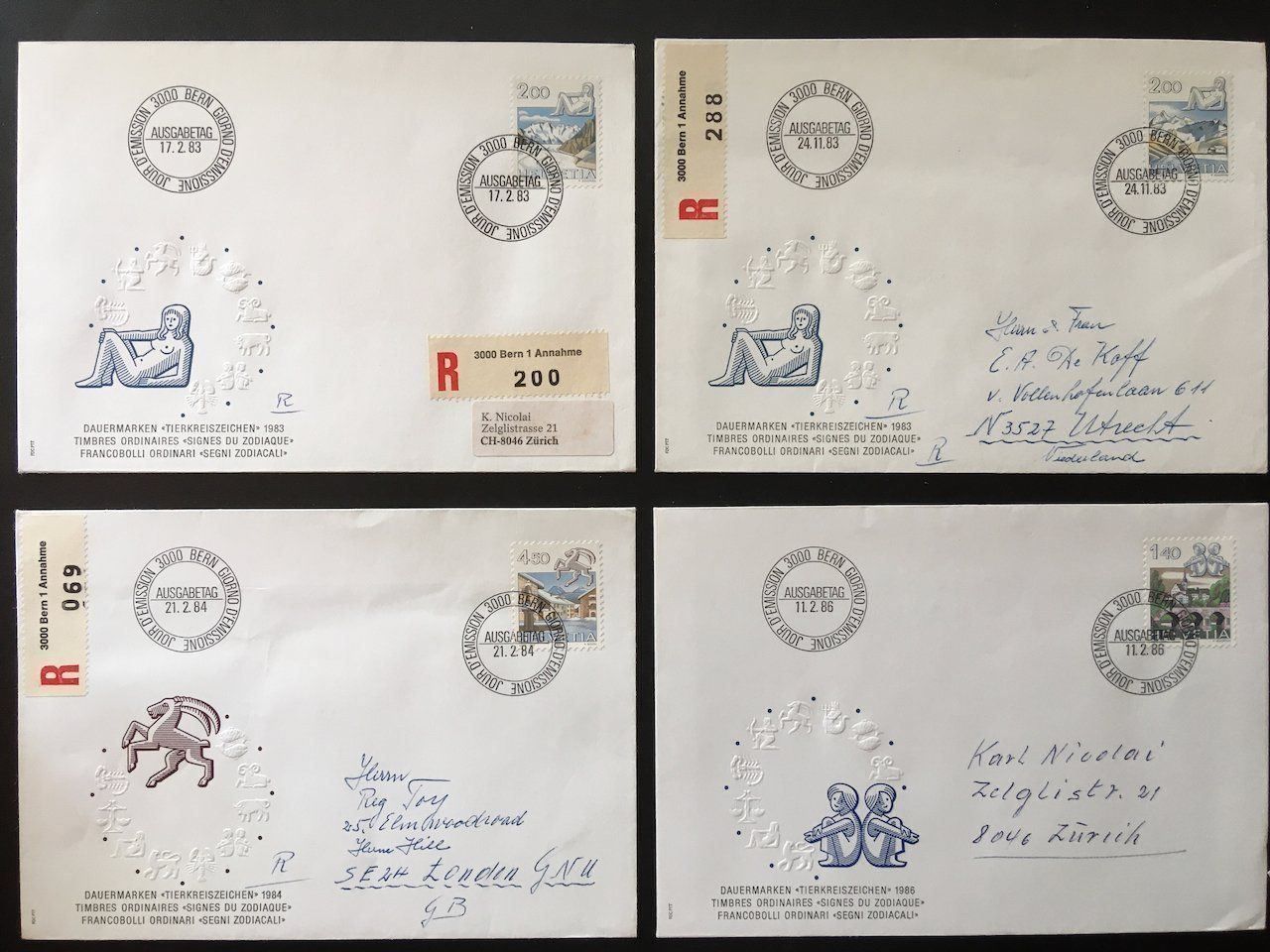 Tutti i francobolli: 1982-86 diverse FDC Tierkreiszeichen – Usato da Nesslau venduto da andi_hon 1