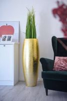 Exklusiver Pflanzkübel MAGNUM Fiberglas 116cm Gold Hochglanz