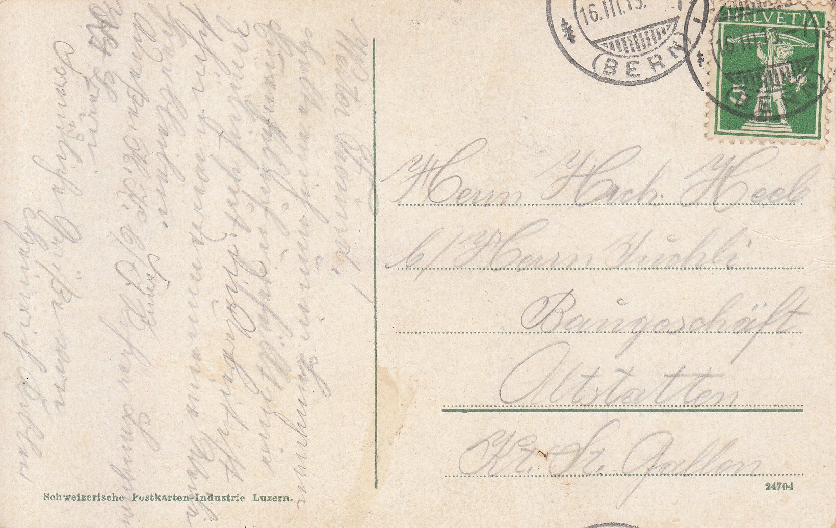Cartoline postali: Langnau i/E. 1913 – Usato da Bürglen TG venduto da StampGraf 1
