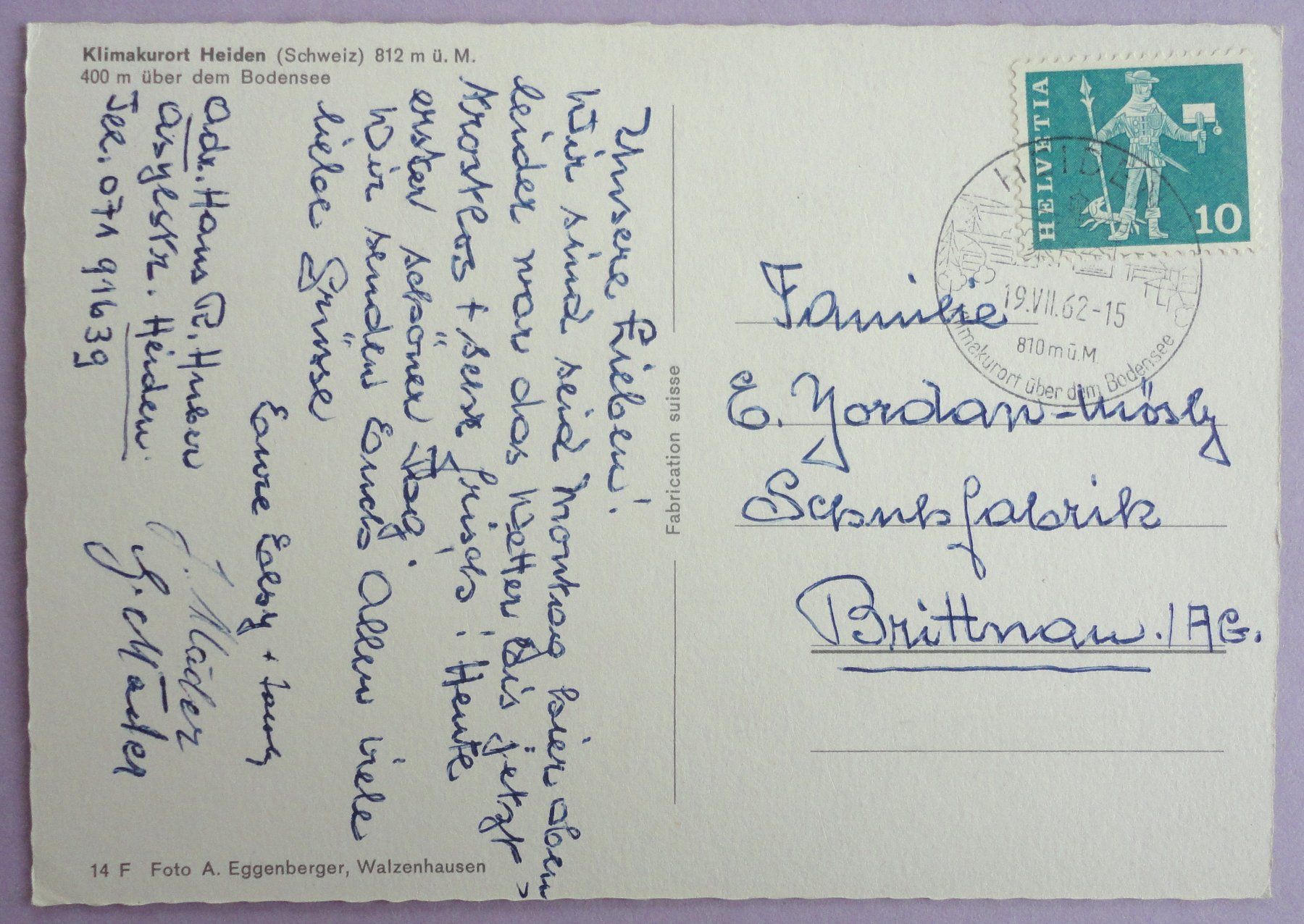 Cartoline postali: Klimakurort Heiden 812 m ü.M. – Usato da Fétigny venduto da Billy2miny 1