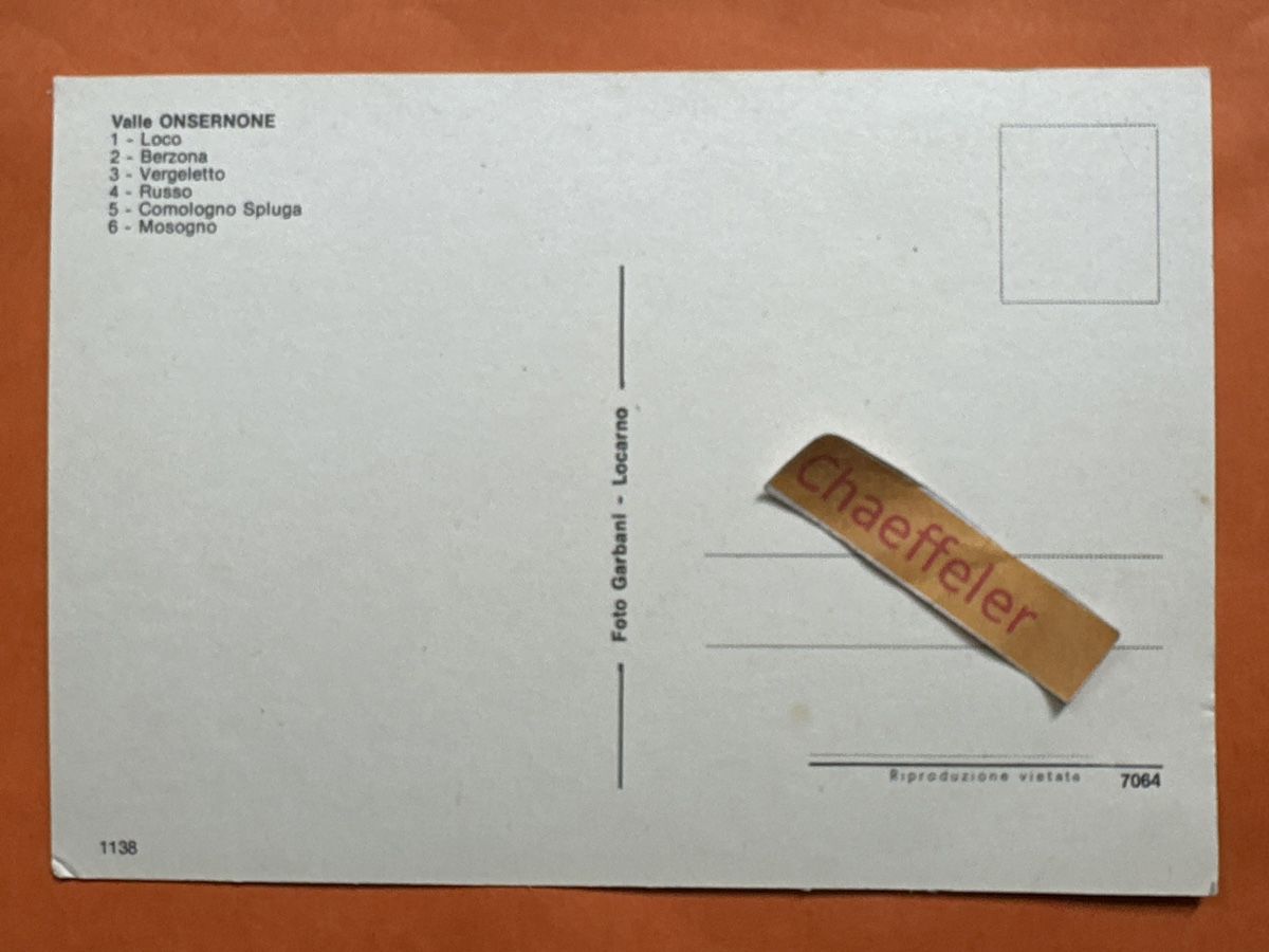 Cartoline postali: Valle Onsernone Tessin – Usato da Zürich venduto da Chaeffeler 1