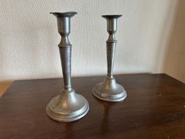 2 Zinn-Kerzenständer, Vintage Look, Zeitlos schön!