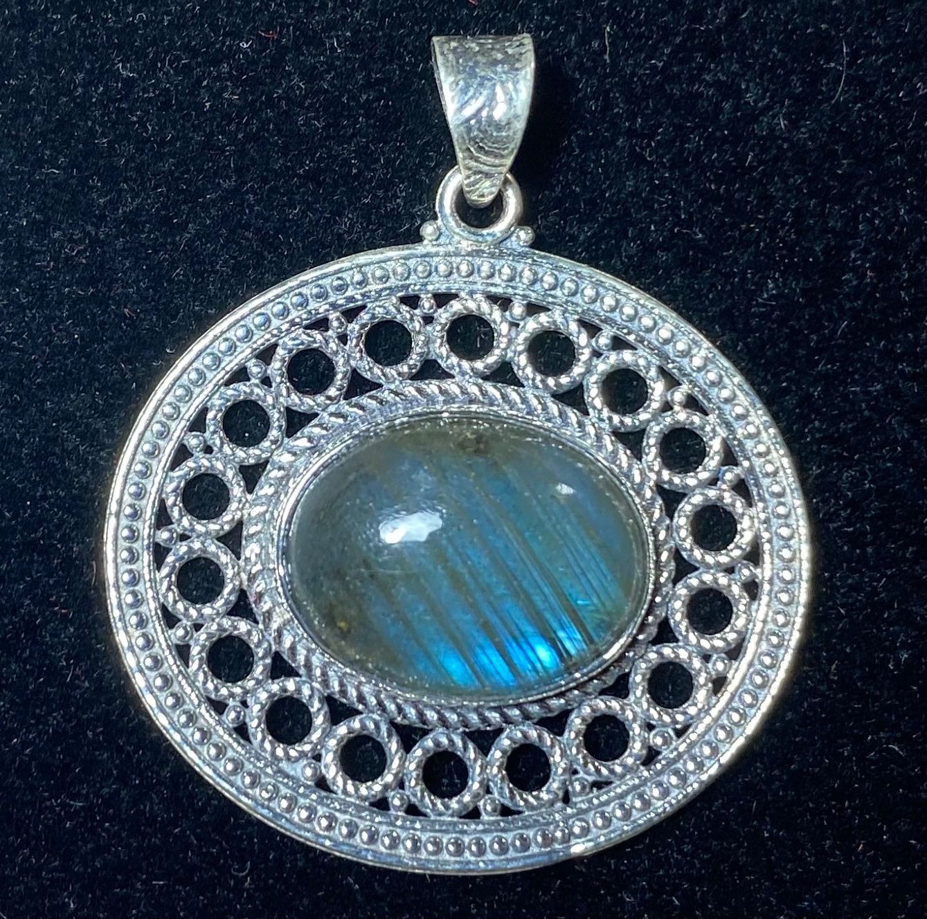 Ciondoli: boho Anhänger 925 Silber natürlicher Labradorit – Nuovo e nell'imballaggio originale da Laax GR venduto da krippenfiguren-laax