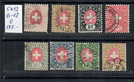 1869: Telegraphenmarken SBK Nr. 5+12+13-19 gestempelt.