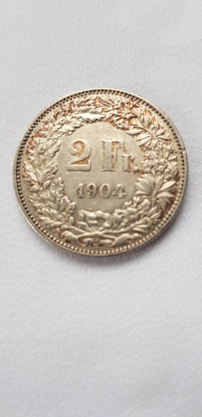 Alle Münzen: 2 Franken 1904 Schweiz – Gebraucht aus Dällikon von Toyfan