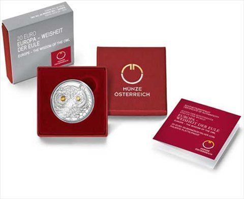 Tutti le monete: 20 Euro Silbermünze EULE mit Swarovsky Augen – Usato da Dagmersellen venduto da dribbeldrago10 2
