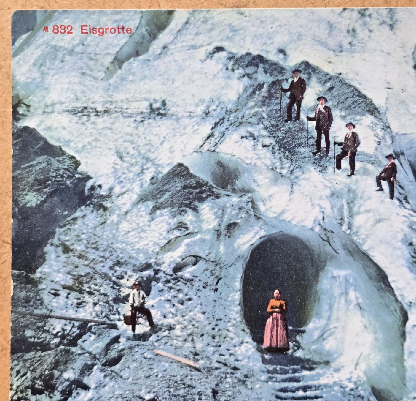 Cartoline postali: Eisgrotte, belebt, alte AK, Wanderer Gletscher – Usato da Rheinau venduto da MakalekaAloha 1