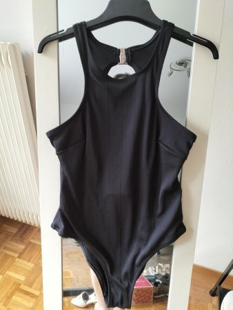 Maillot de bain texturé noir encolure nageur H&M 44