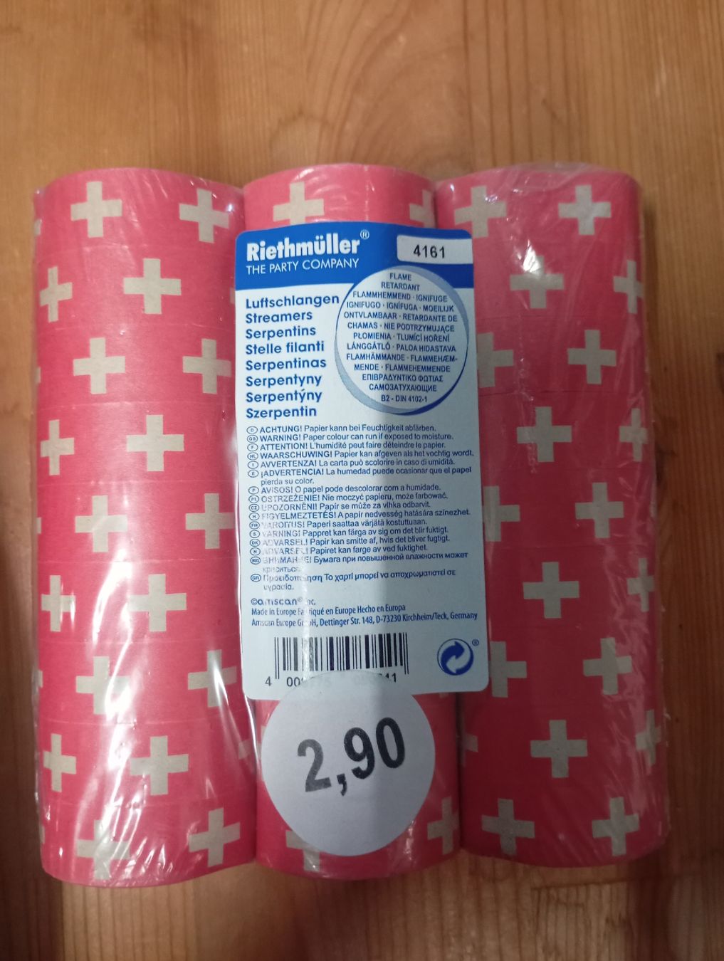 Tutte le decorazioni: 3 CH  Luftschlangen 4 m – Nuovo e nell'imballaggio originale da Winterthur venduto da pjuma01
