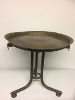 TAVOLINO TONDO VINTAGE IN OTTONE DECORATO  53 X 50 cm‪‪‪